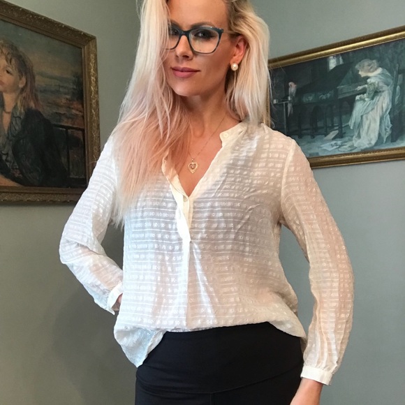 Madewell semi sheer Silk Blouse Medium - Picture 3 of 5